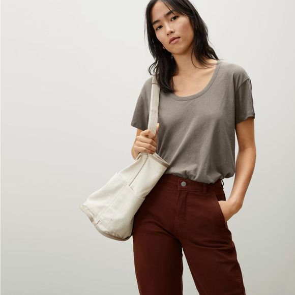 Everlane Tops - Everlane The Air T-Shirt Womens Size Medium Clay Scoop Neck Oversized Casual NEW